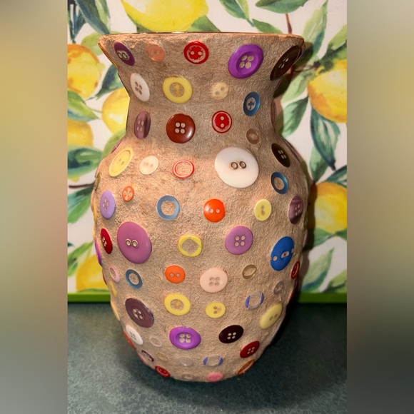 Colorful Button Decorated Vase - Picture 1 of 6